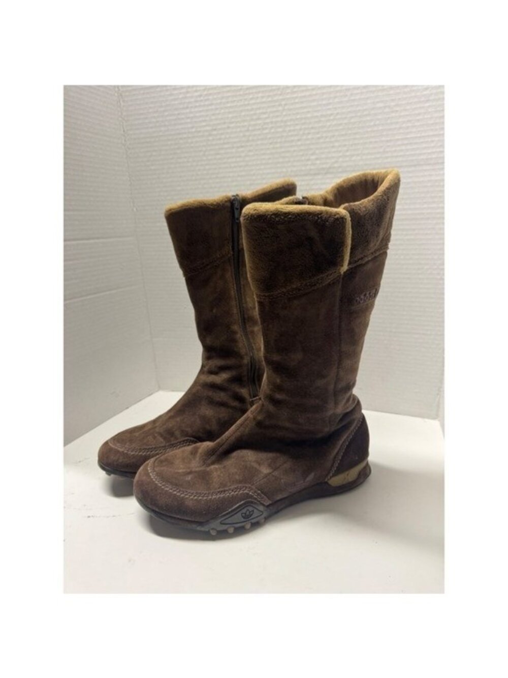 Vintage Y2K Adidas Opium Torsion Brown Suede Faux Fur Winter Boots Women US 8